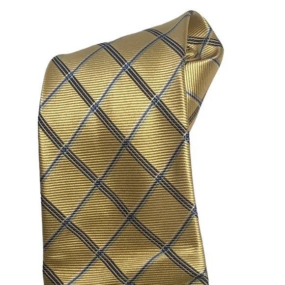 Chaps Yellow and Blues Plaid Silk Tie - Picture 2 of 15